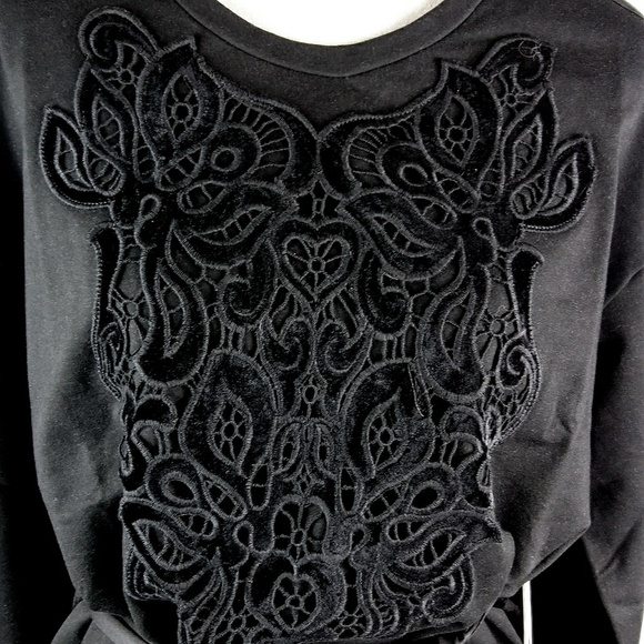 Crimson in Grace Womens Black Embroidered Top - Picture 2 of 8